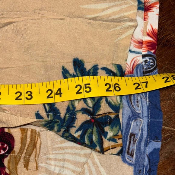 Puritan Beige Button Down Hawaiian Shirt with Vintage Car Print - Picture 5 of 9